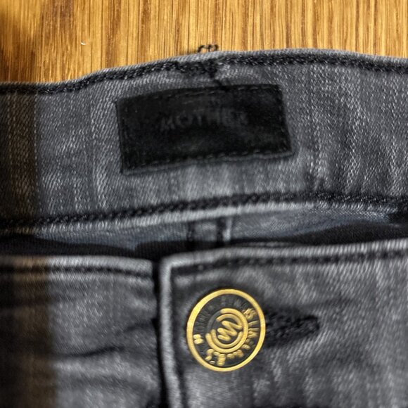 MOTHER Black Flare Wide Leg Jeans with Distressed Hem - Picture 6 of 10